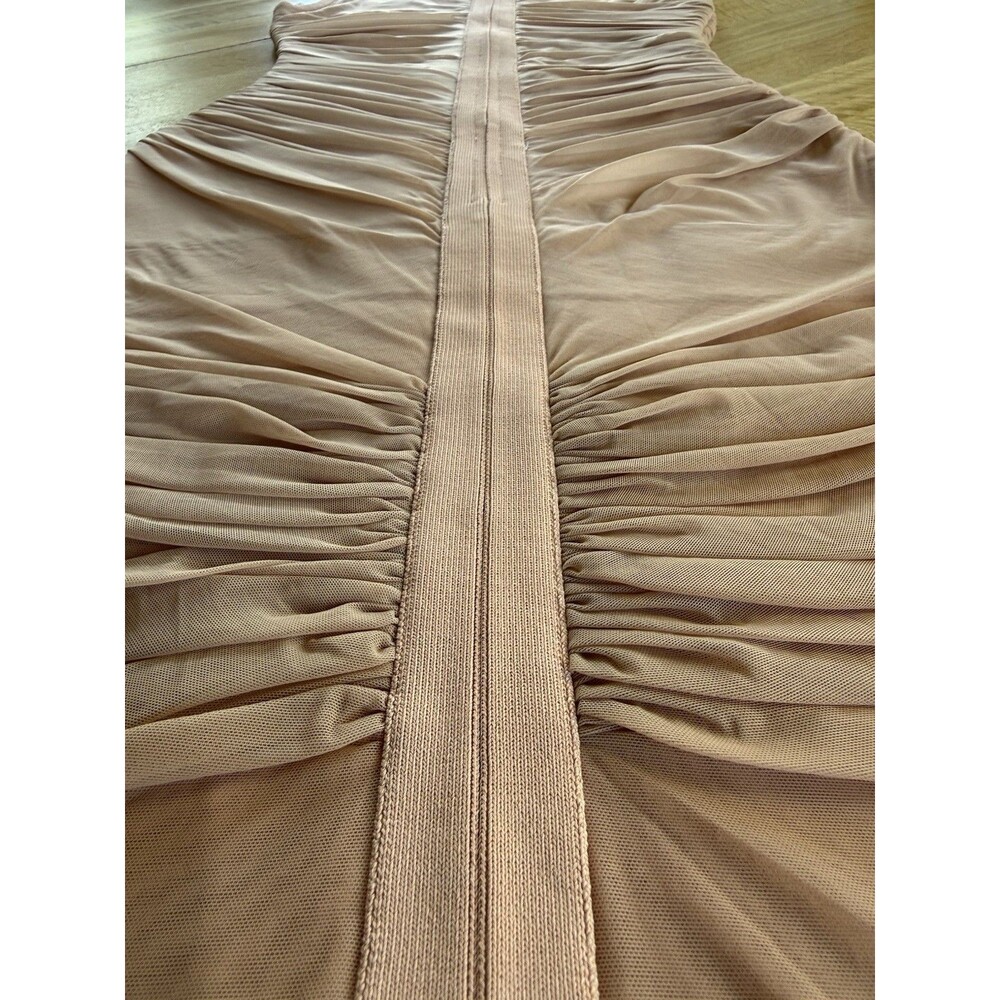 Herve Leger Nude Ruched Mini Dress Women Sz S Bandage Iconic Body Sculpting NWOT - Picture 14 of 16
